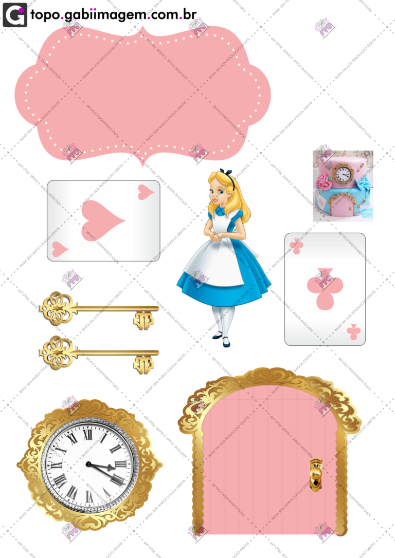 topo de bolo Alice para imprimir