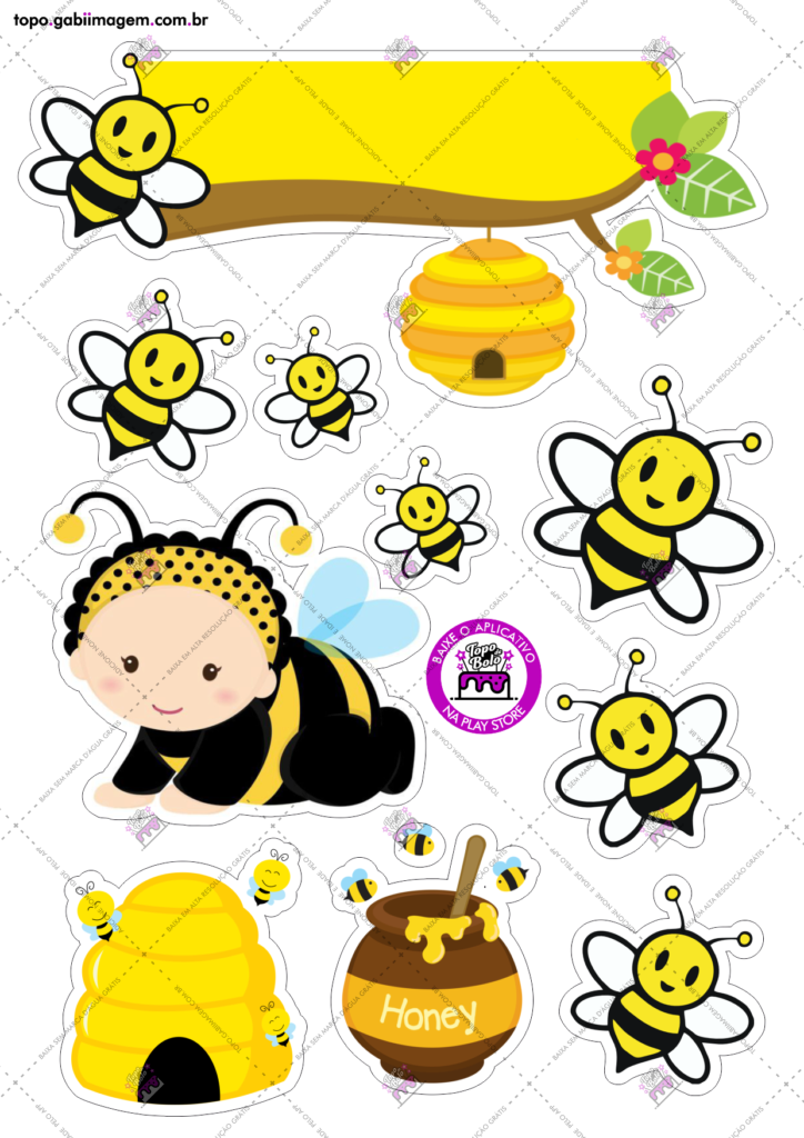 Topo de bolo Abelha