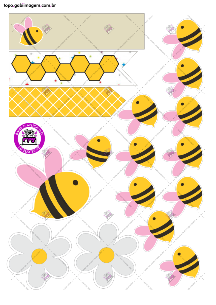 Topo de bolo Abelha