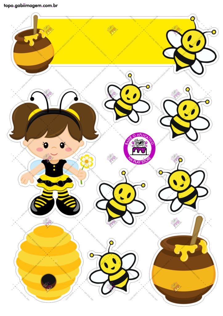 Topo de bolo Abelha