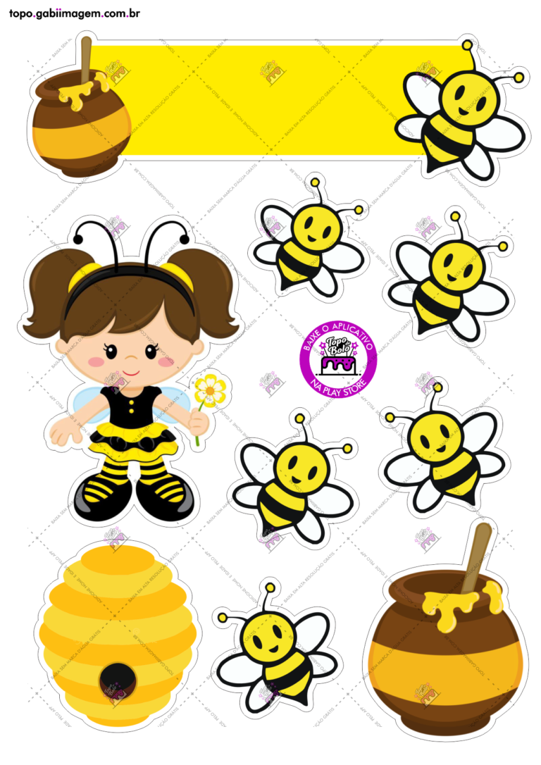 Topo de bolo Abelha