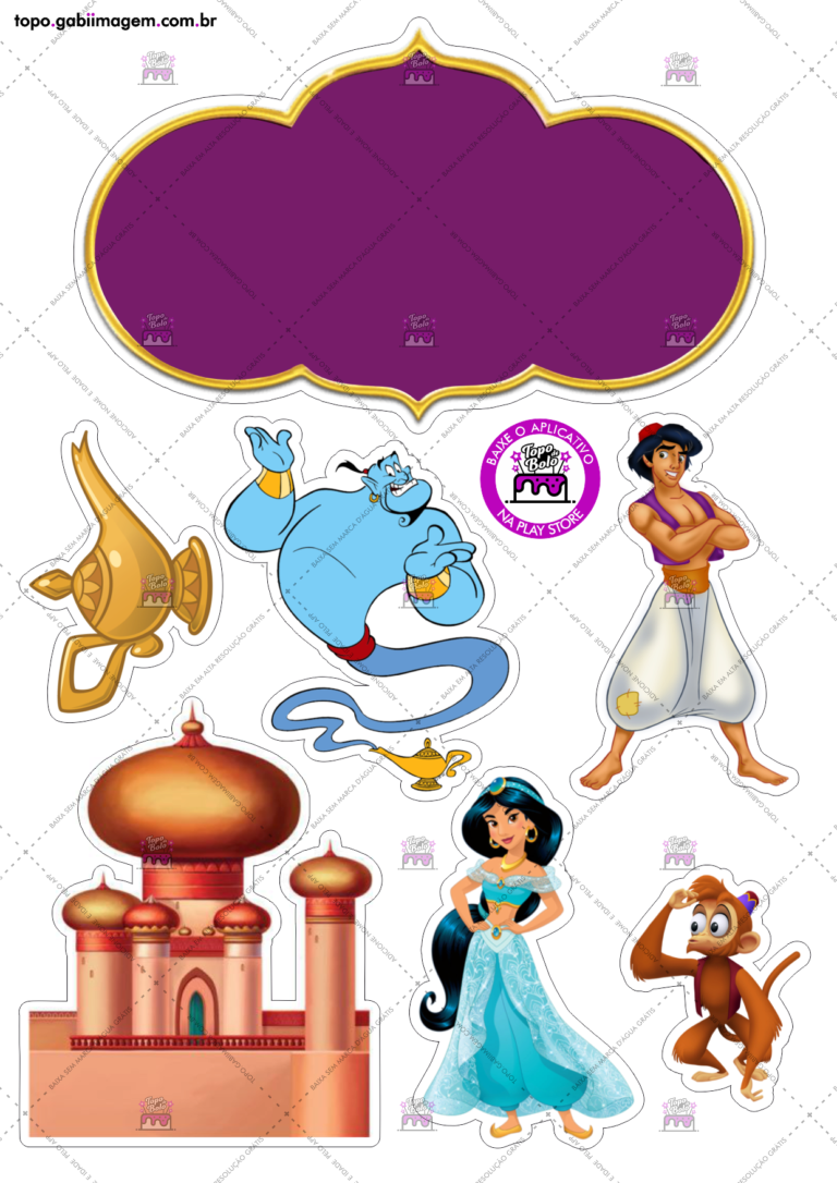 topo de bolo aladim para imprimir