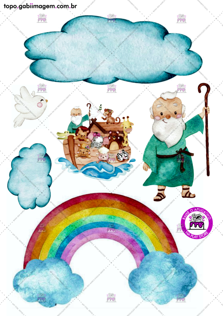 topo de bolo arca de noe