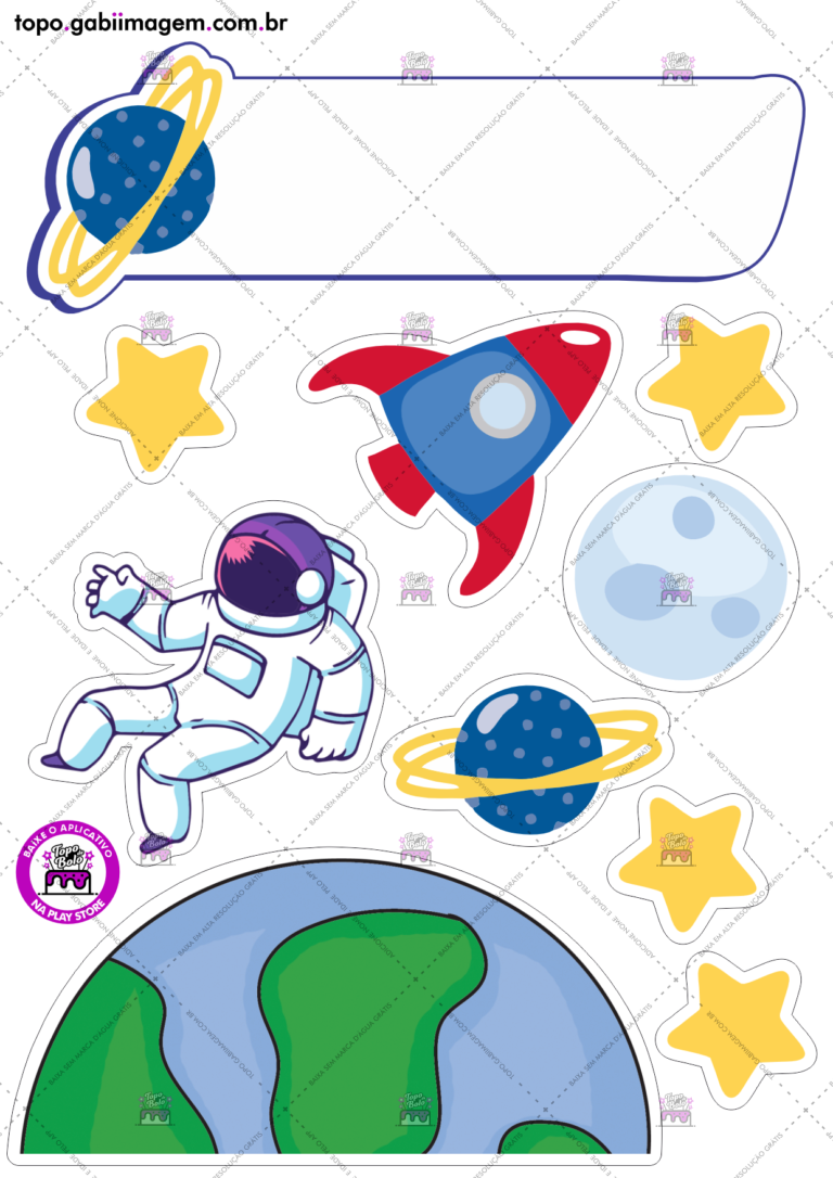 topo de bolo astronauta para imprimir