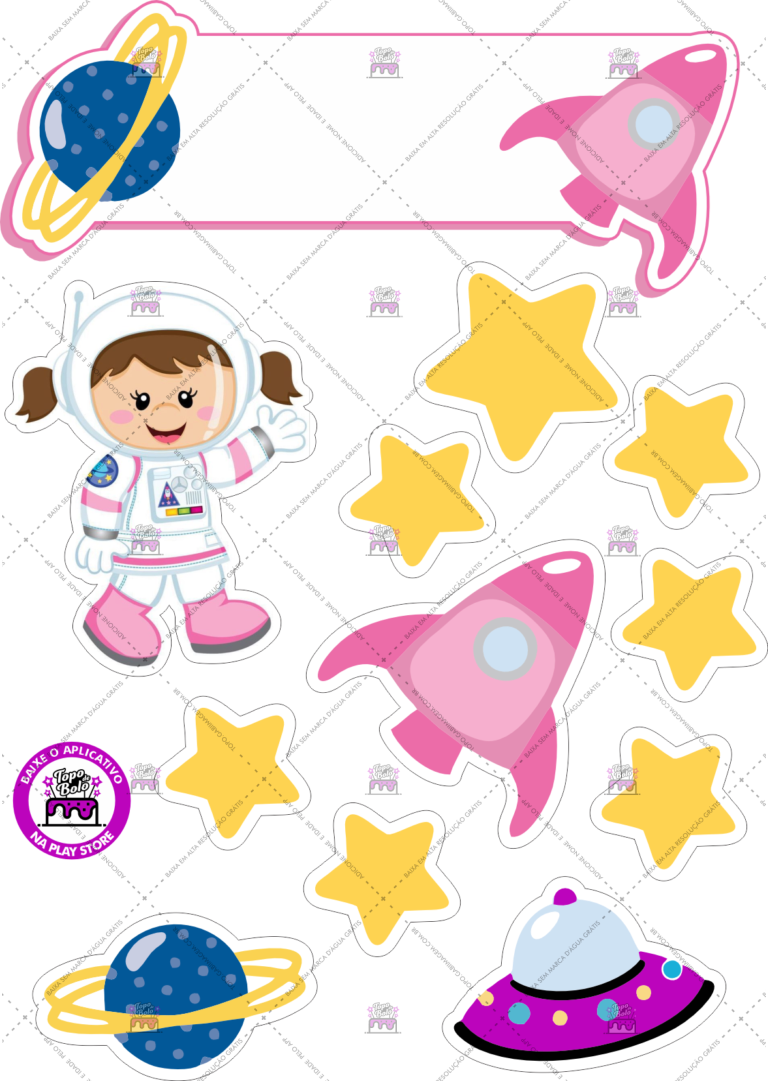 topo de bolo astronauta feminino