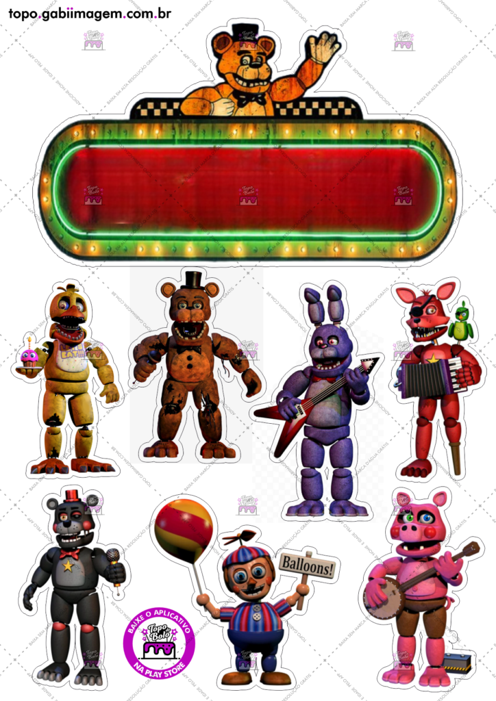 topo de bolo five nights at freddy's