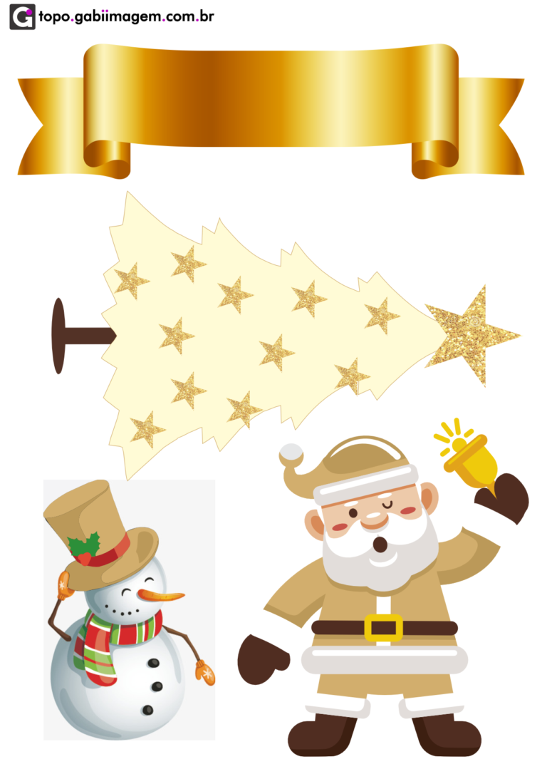 topo de bolo natal dourado