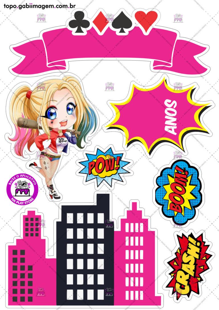 topo de bolo arlequina