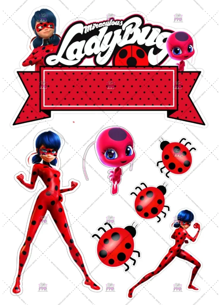 topo de bolo ladybug