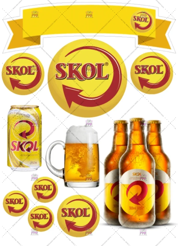 topo de bolo cerveja skol