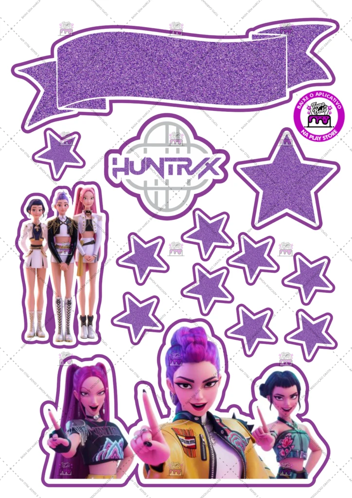 topo de bolo guereira k-pop